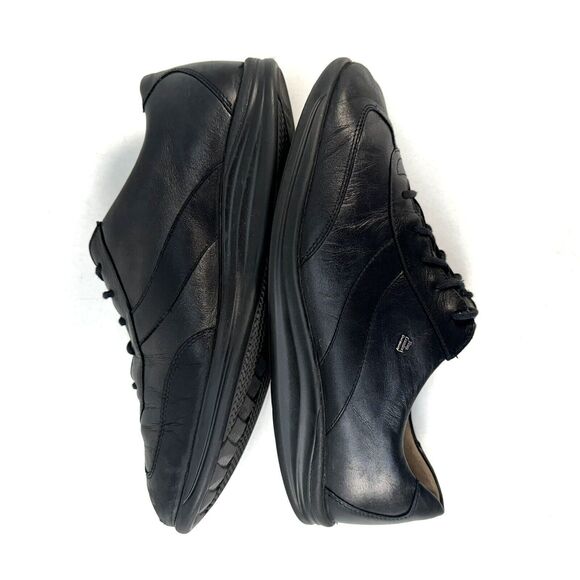 Finn Comfort Shoes Mens 7 Oxford Lace Up Round Toe Sneakers Black Leather Casual
